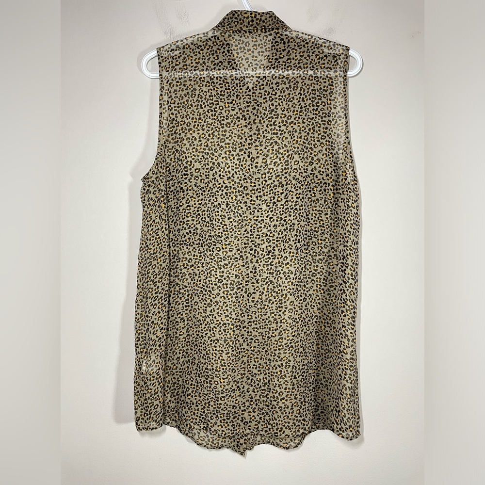 Equipment Femme Silk Sleeveless Leopard Print Shirt Dress size L - Picture 2 of 6